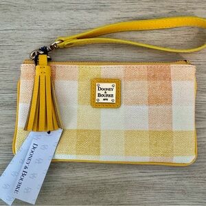 Dooney and Bourke Quadretto Yellow Plaid Kirby Small Carrington Wristlet - NEW